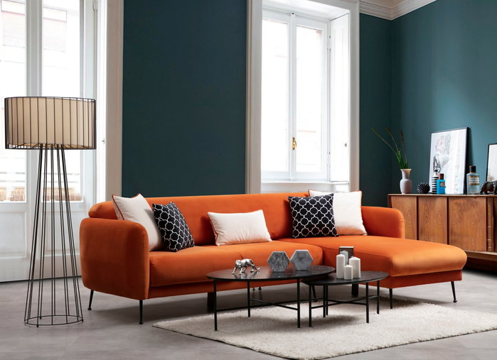 Atelier Del Sofa Sevilla Corner Right (L3+Chl) Sofá-Cama Esquinero Naranja 270 x 170 cm